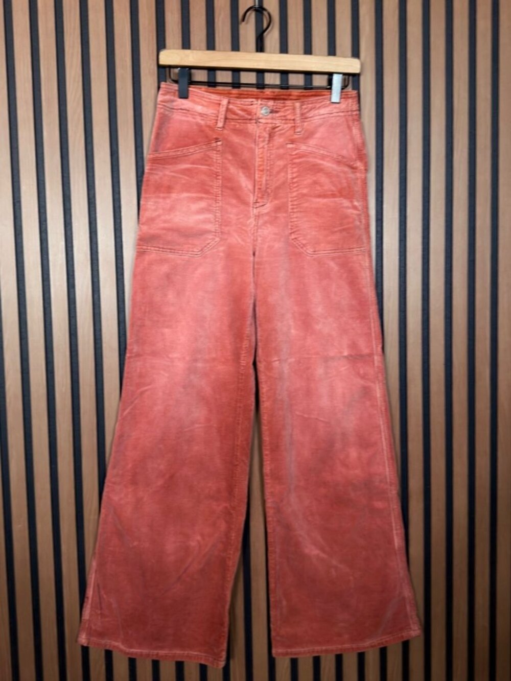 Pilcro Pants 26 Womens Orange Corduroy Wide Leg Carpenter Stretch